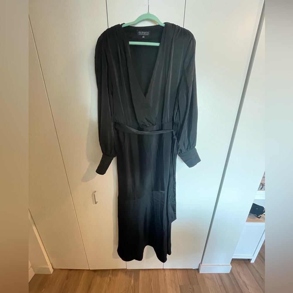 Black Satin Maxi Dress